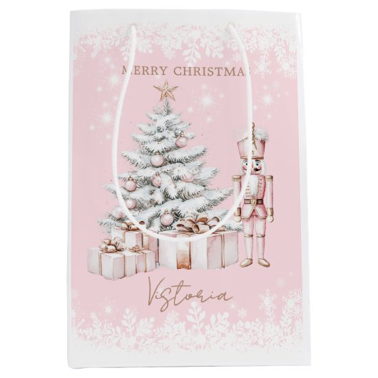 Kerstboom Notenkraker Sneeuwvlokken Medium Cadeauzakje (Voorkant)