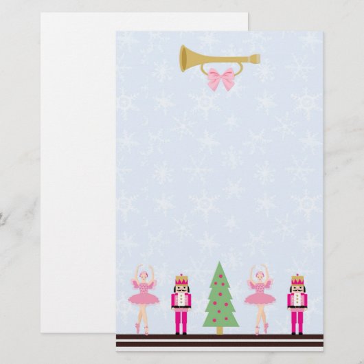 kerstboom, Nutcracker, ballerina Stationery Briefpapier (Voorkant / Achterkant)