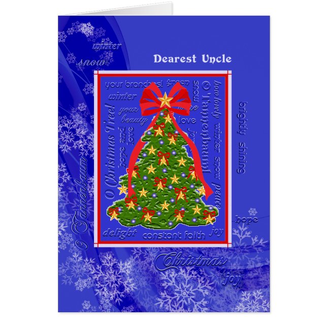 Kerstboom O Tannenbaum Sneeuwvlokken voor Oom (Voorkant)