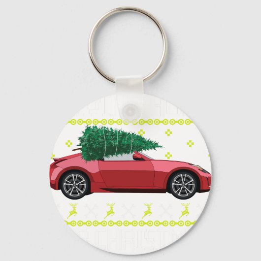 Kerstboom Oldtimer Auto Kerstmis Horrorsweater Pul Sleutelhanger (Voorkant)