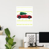 Kerstboom Oldtimer Auto Xmas Lelijke Trui Pull Poster (Thuiskantoor)