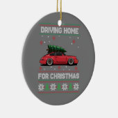 Kerstboom Oldtimer Car Xmas Ugly Sweater Pull Keramisch Ornament (Rechts)