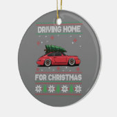 Kerstboom Oldtimer Car Xmas Ugly Sweater Pull Keramisch Ornament (Links)