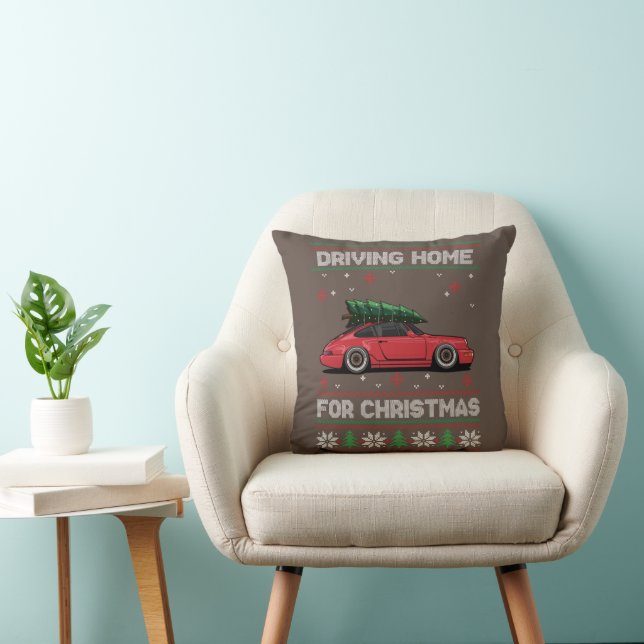 Kerstboom Oldtimer Car Xmas Ugly Sweater Pull Kussen (Stoel)