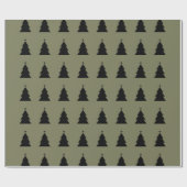 Kerstboom - Olijfgroene achtergrond Cadeaupapier (Vlak)