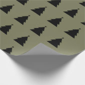 Kerstboom - Olijfgroene achtergrond Cadeaupapier (Hoek)