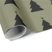 Kerstboom - Olijfgroene achtergrond Cadeaupapier (Rol Hoek)