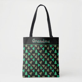 Kerstboom Oma Zwart Winkelen Tote Bag