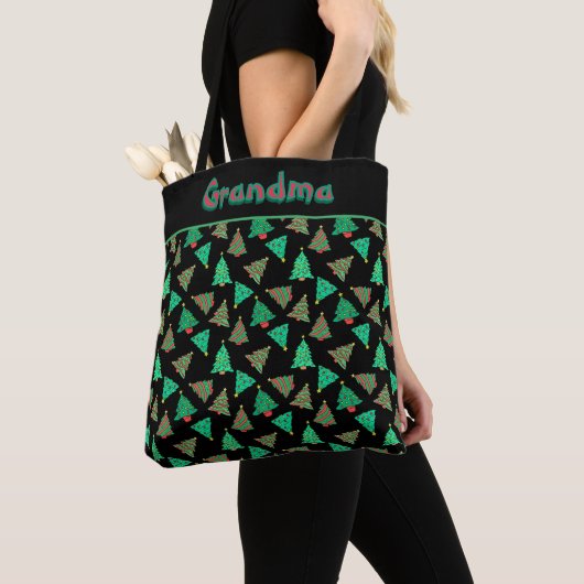 Kerstboom Oma Zwart Winkelen Tote Bag (Dichtbij)