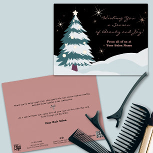 Kerstboom onder de nachtelijke hemel Folie vakanti Feestdagen Briefkaart