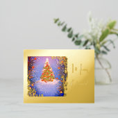 Kerstboom onder de sneeuw met goud folie feestdagen briefkaart (Staand Voorkant)