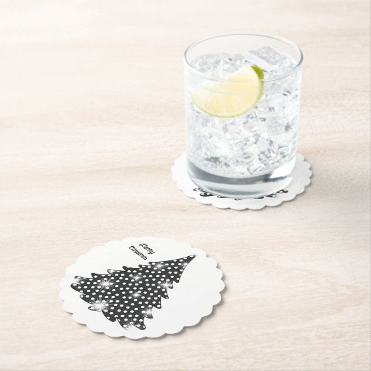 Kerstboom Onderzetters Zwart & Wit Stippen (Insitu)