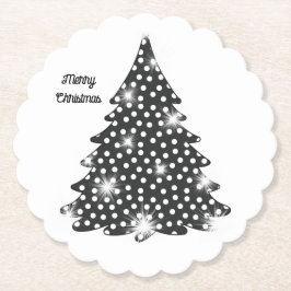 Kerstboom Onderzetters Zwart & Wit Stippen