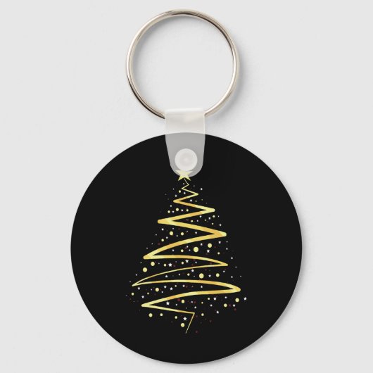 Kerstboom ontwerp in goudkleur sleutelhanger (Voorkant)