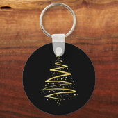 Kerstboom ontwerp in goudkleur sleutelhanger (Voorkant)