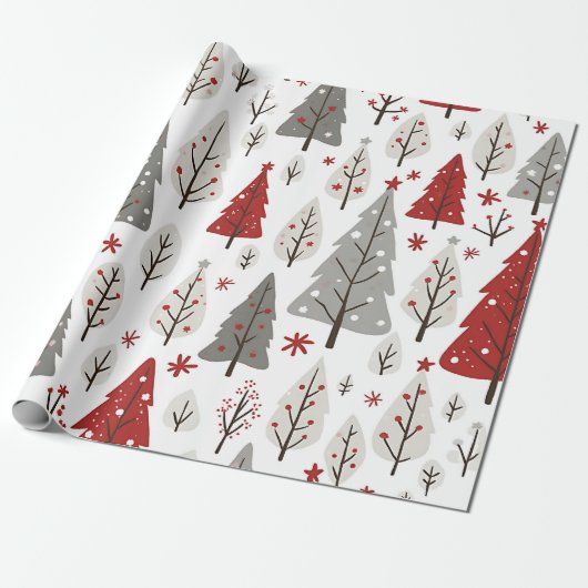 Kerstboom Ontwerp Inpakpapier (Uitgerold)