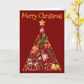 Kerstboom ontwerp met groet - blanco kaart (Gele Bloem)