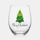 Kerstboom ontwerp Stemless wijnglas Wijnglas Zonder Voet (Voorkant)