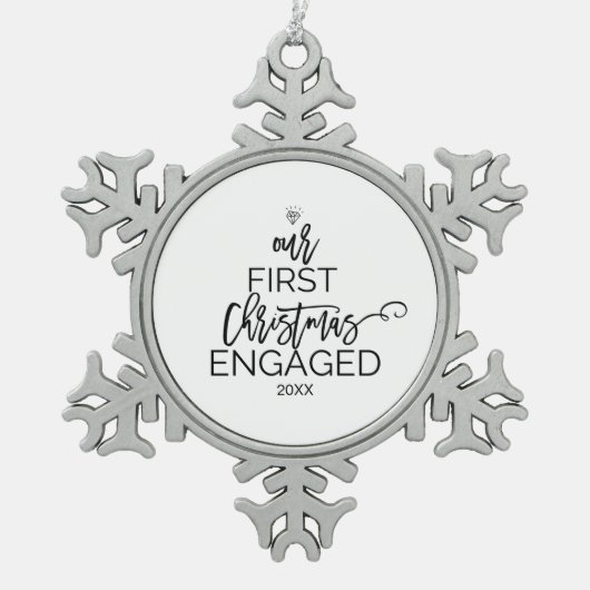 kerstboom Onze eerste kerstmis Tin Sneeuwvlok Ornament (Voorkant)