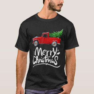 Kerstboom op auto kerstvakantie vintage wagen t-shirt