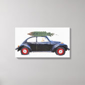Kerstboom op auto met rekwisiet canvas afdruk (Voorkant)