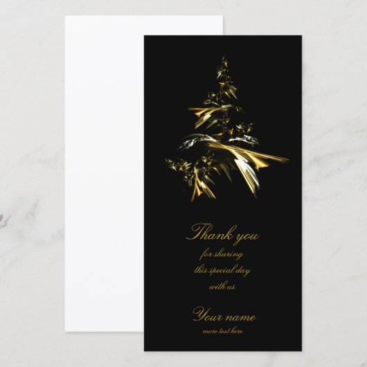 Kerstboom op Black 001 Bedankkaart (Voorkant / Achterkant)