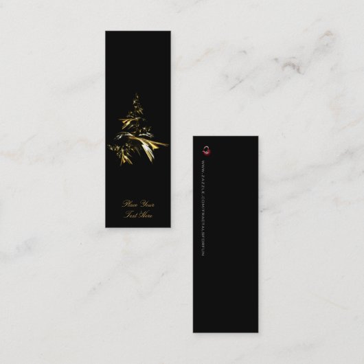 Kerstboom op Black 001 - Bladwijzer Mini Visitekaartje