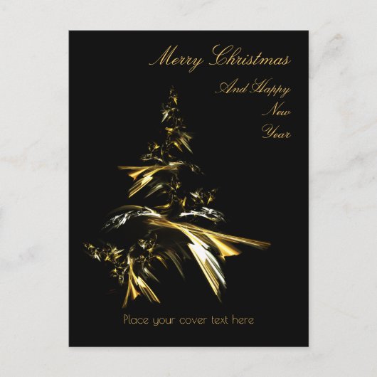 Kerstboom op Black 001 Feestdagenkaart (Voorkant)