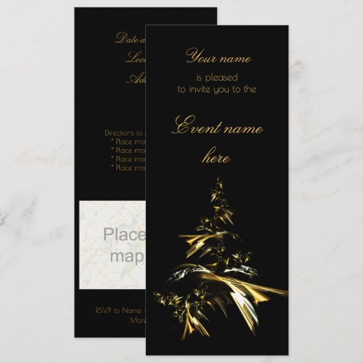 Kerstboom op Black 001 Kaart (Voorkant / Achterkant)