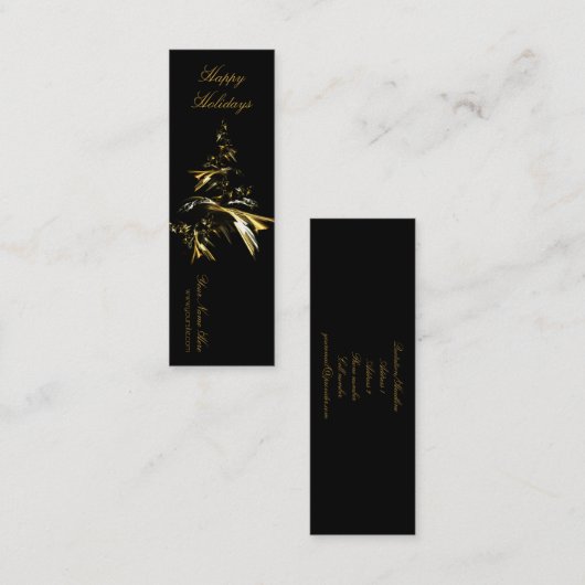 Kerstboom op Black 001 Mini Visitekaartje (Voorkant / Achterkant)