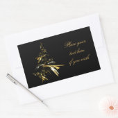 Kerstboom op Black 001 Rechthoekige Sticker (Envelop)