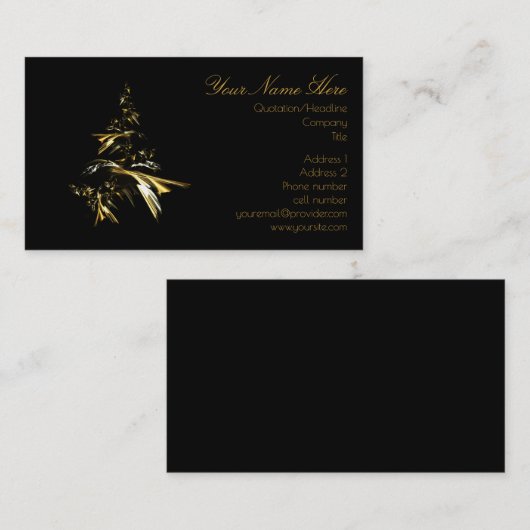 Kerstboom op Black 001 Visitekaartje (Voorkant / Achterkant)
