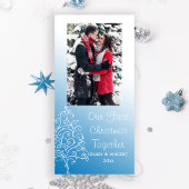 Kerstboom op Blauwe Eerste Kerstmis samen Feestdagenkaart