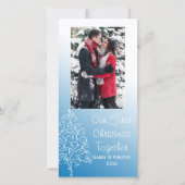 Kerstboom op Blauwe Eerste Kerstmis samen Feestdagenkaart (Voorkant)