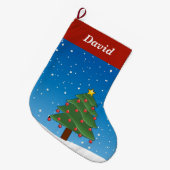 kerstboom op blauwe grote kerstmis grote kerstsok (Voorkant (Hangend))