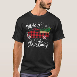 Kerstboom op Buffalo Plaid Truck T-shirt
