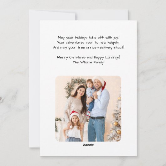 Kerstboom op Cessna Vliegtuigfoto Grappig Feestdagenkaart (Achterkant)