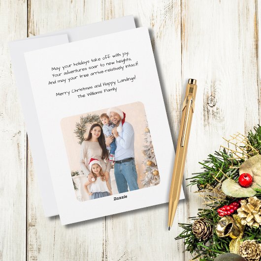 Kerstboom op Cessna Vliegtuigfoto Grappig Feestdagenkaart