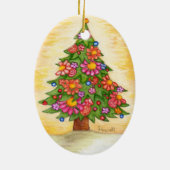 kerstboom op daisy keramisch ornament (Achterkant)