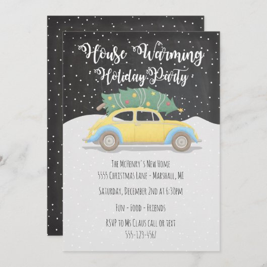 Kerstboom op de dag van de opwarming van de auto kaart (Voorkant / Achterkant)