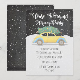 Kerstboom op de dag van de opwarming van de auto kaart