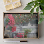 Kerstboom op de knusse veranda tissuepapier (Geschenk)