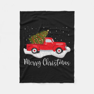 kerstboom op de rode wagen met de auto's fleece deken