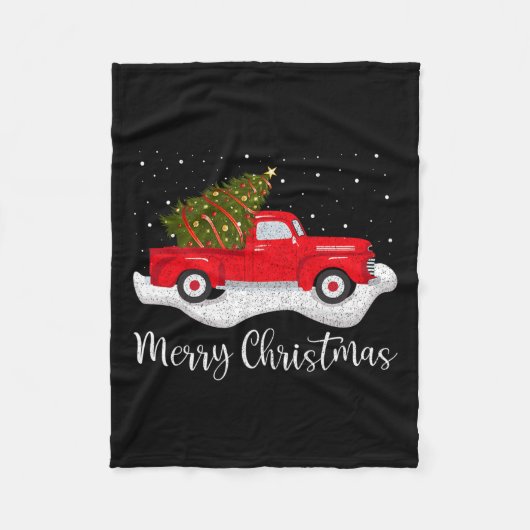kerstboom op de rode wagen met de auto's fleece deken (Voorkant)