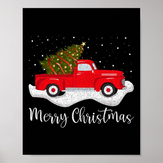  kerstboom op de rode wagen met de auto's poster (Voorkant)