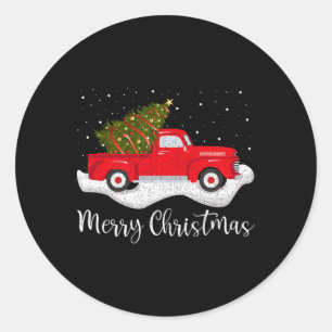 kerstboom op de rode wagen met de auto's ronde sticker