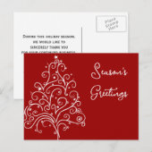 kerstboom op de roodbruine zakenseizoenen briefkaart (Voorkant / Achterkant)