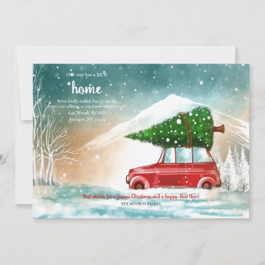 Kerstboom op de top van auto bewegende aankondigin aankondiging (Voorkant)