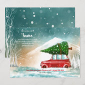 Kerstboom op de top van auto bewegende aankondigin aankondiging (Voorkant / Achterkant)