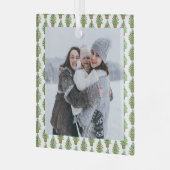 Kerstboom op een Wicker Basket Patroon Foto Glas Ornament (Voorkant links)
